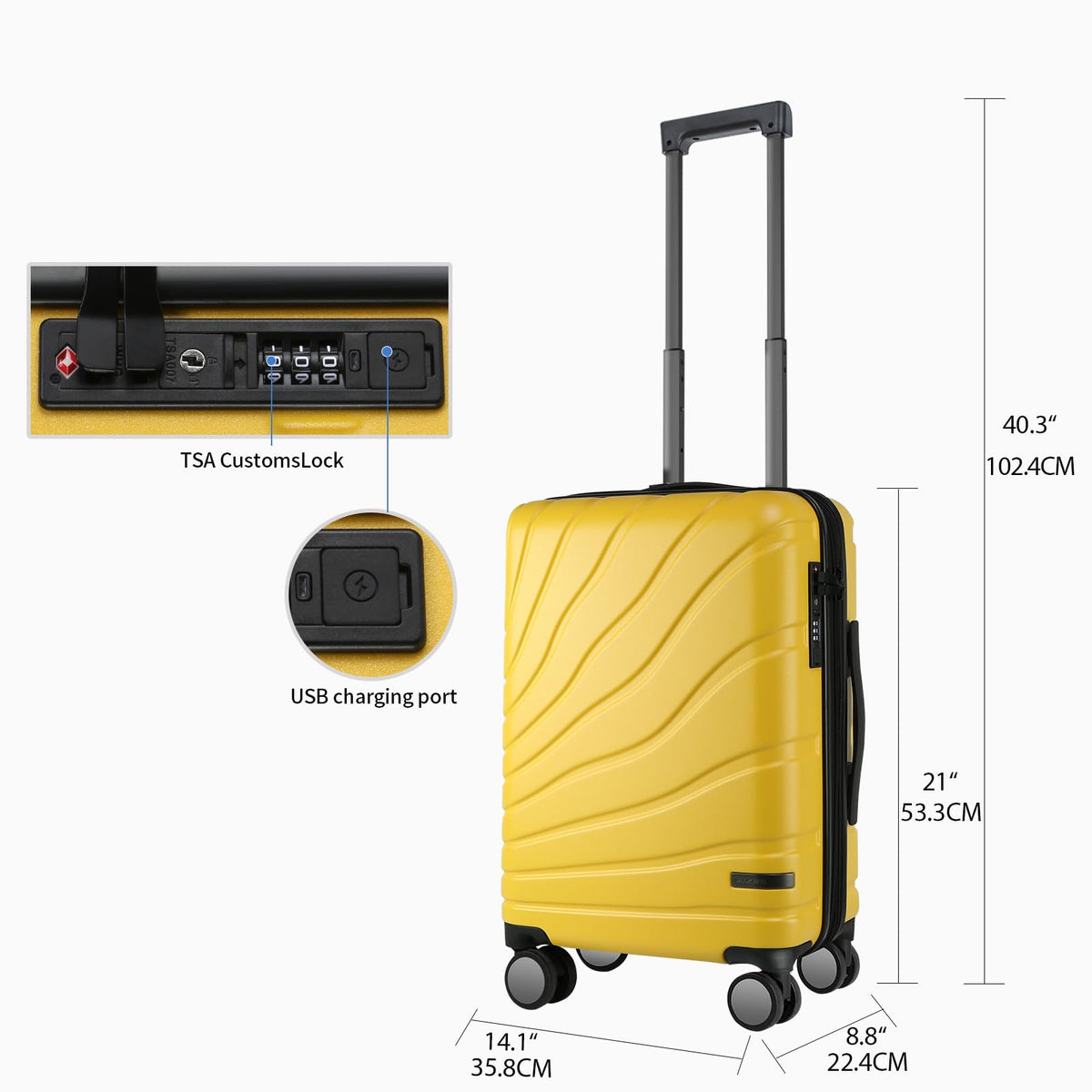 20" Expandable Hardshell Spinner Carry-On with TSA Lock Y948