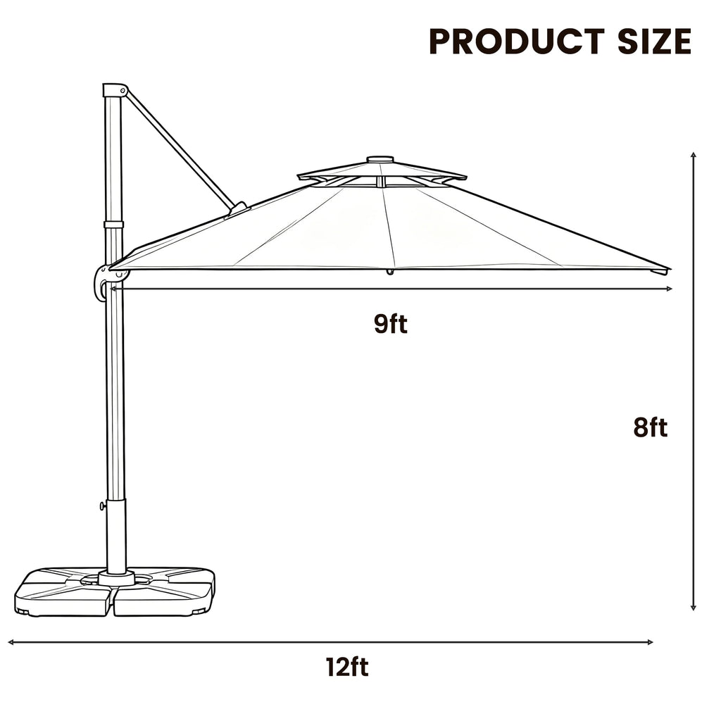 Cantilever Umbrella with Base and Lights Y62819