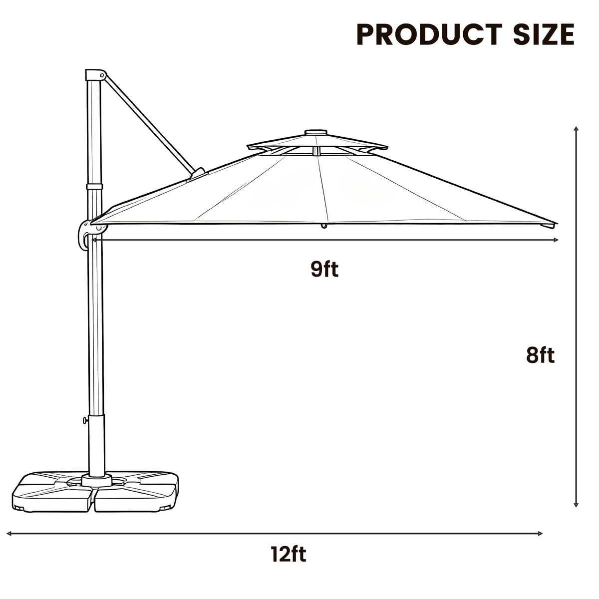 Cantilever Umbrella with Base and Lights Y62819