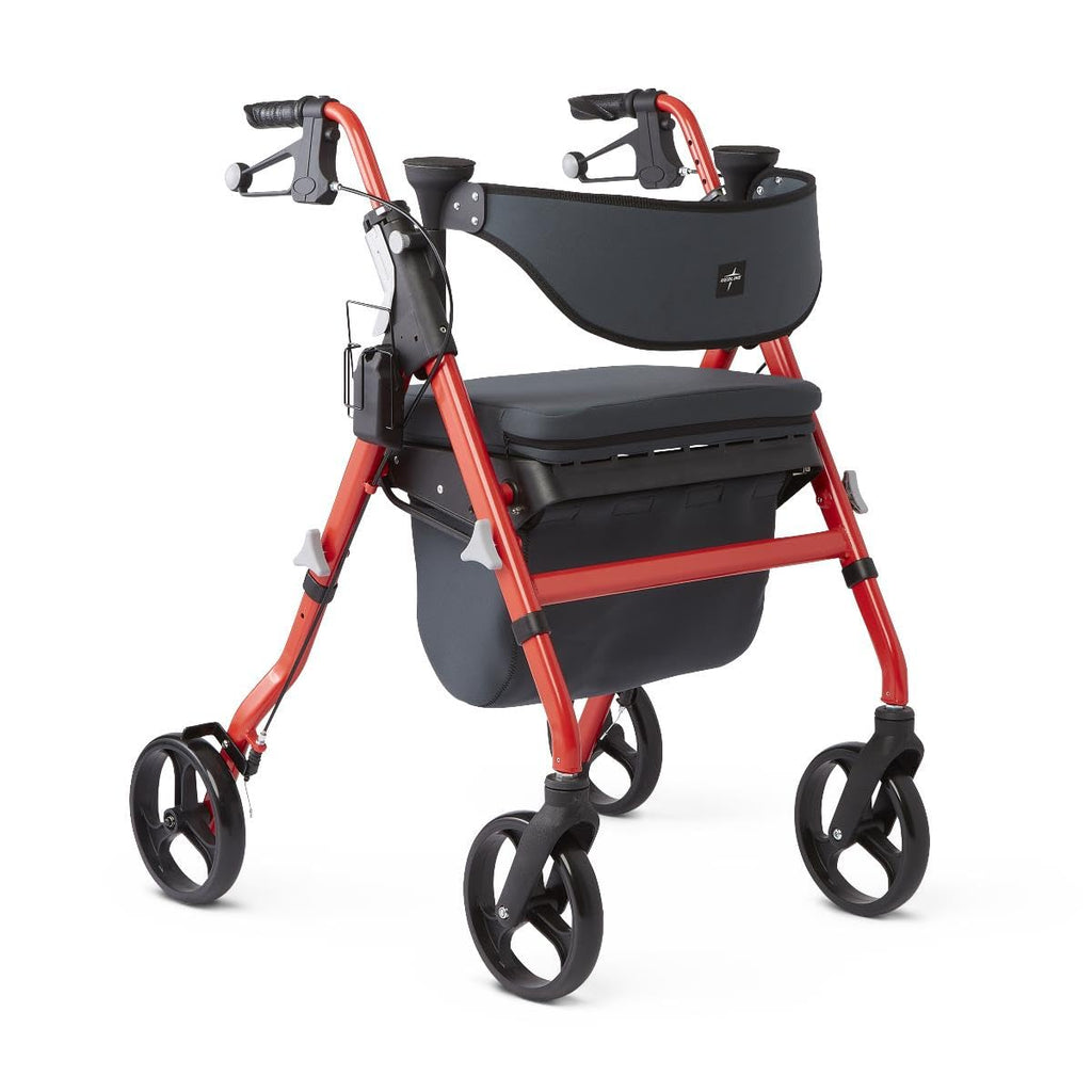 Black & Red Rolling Walker with Memory Foam Seat G763