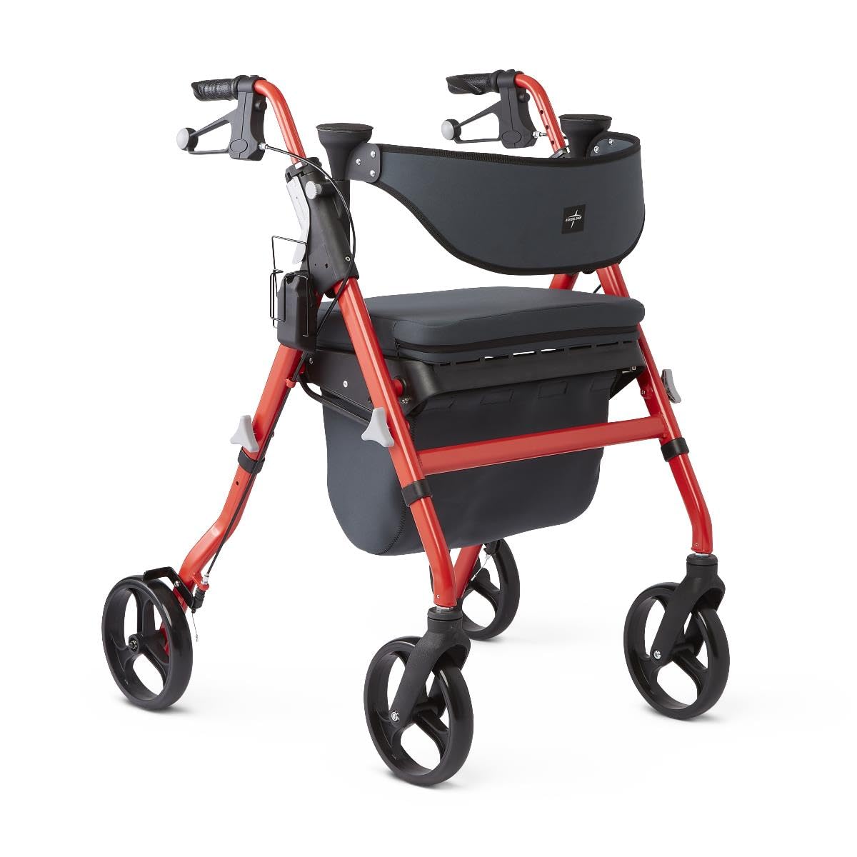 Black & Red Rolling Walker with Memory Foam Seat G763
