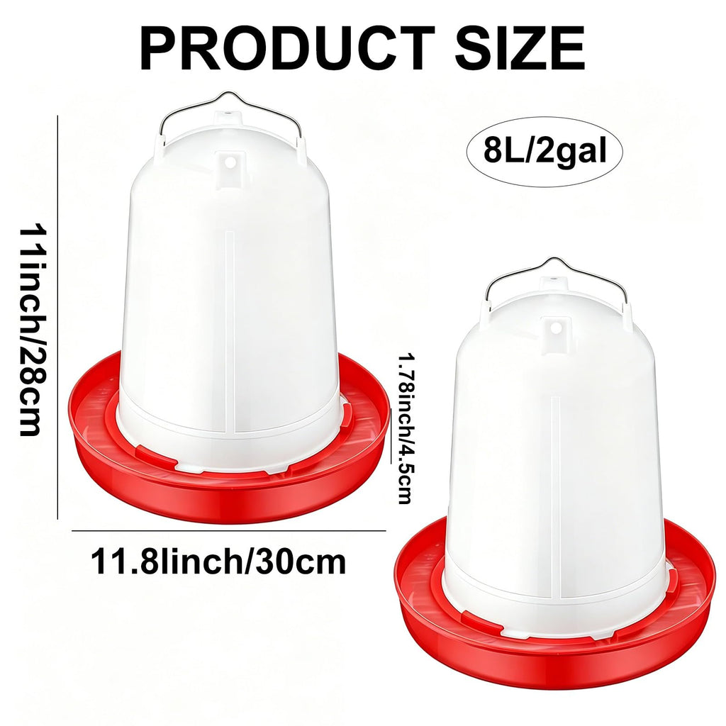 2 Pack 2 Gallon Plastic Poultry Waterer L1186
