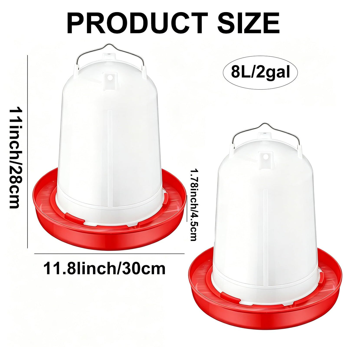 2 Pack 2 Gallon Plastic Poultry Waterer L1186