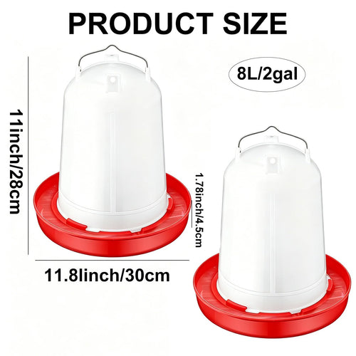 2 Pack 2 Gallon Plastic Poultry Waterer L1186