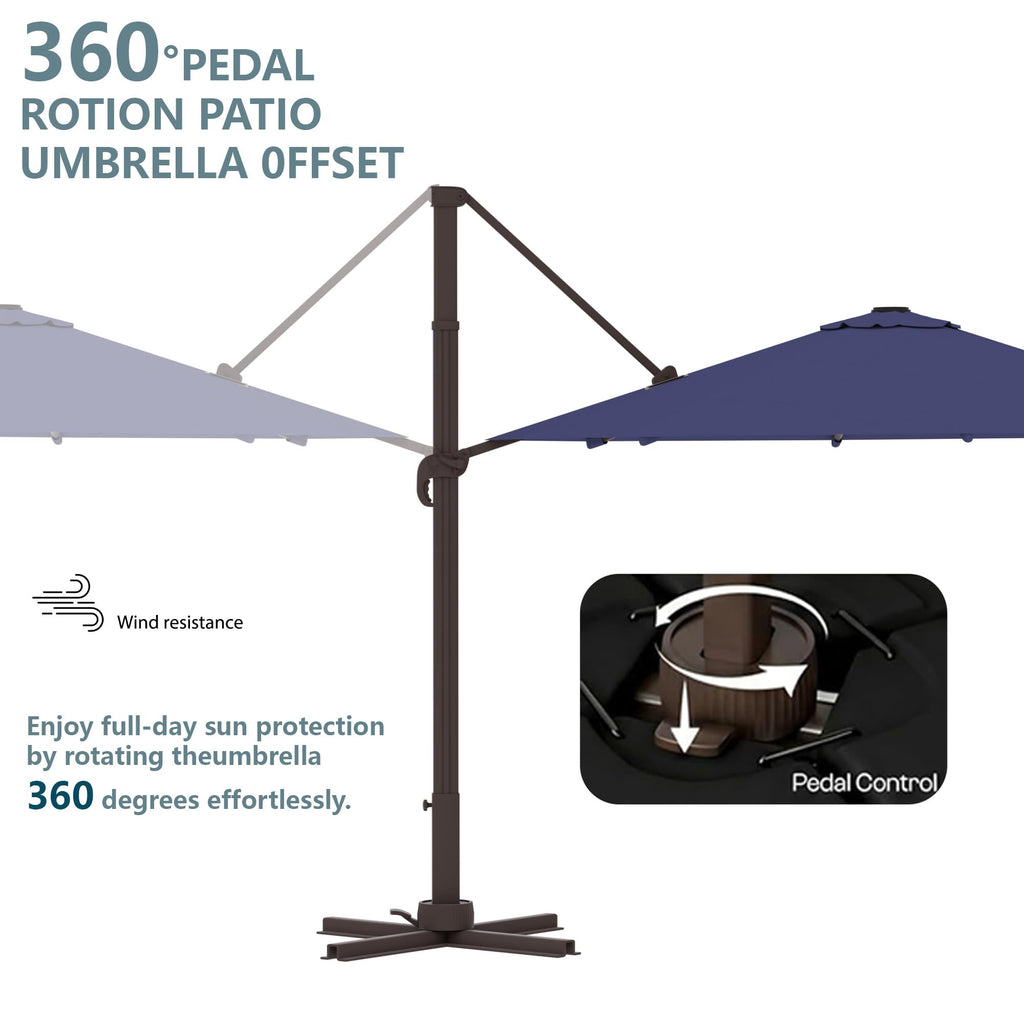 Cantilever Umbrella with Base and Lights Y62819