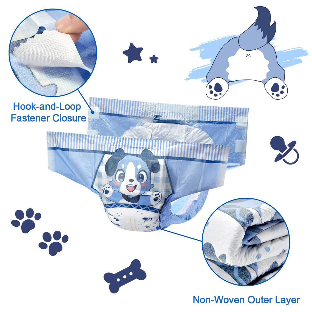 Adjustable Hook-and-Loop Fastener Closure Adult Printed Cloth Back Diaper 10 Pieces Medium 28"-38" R224