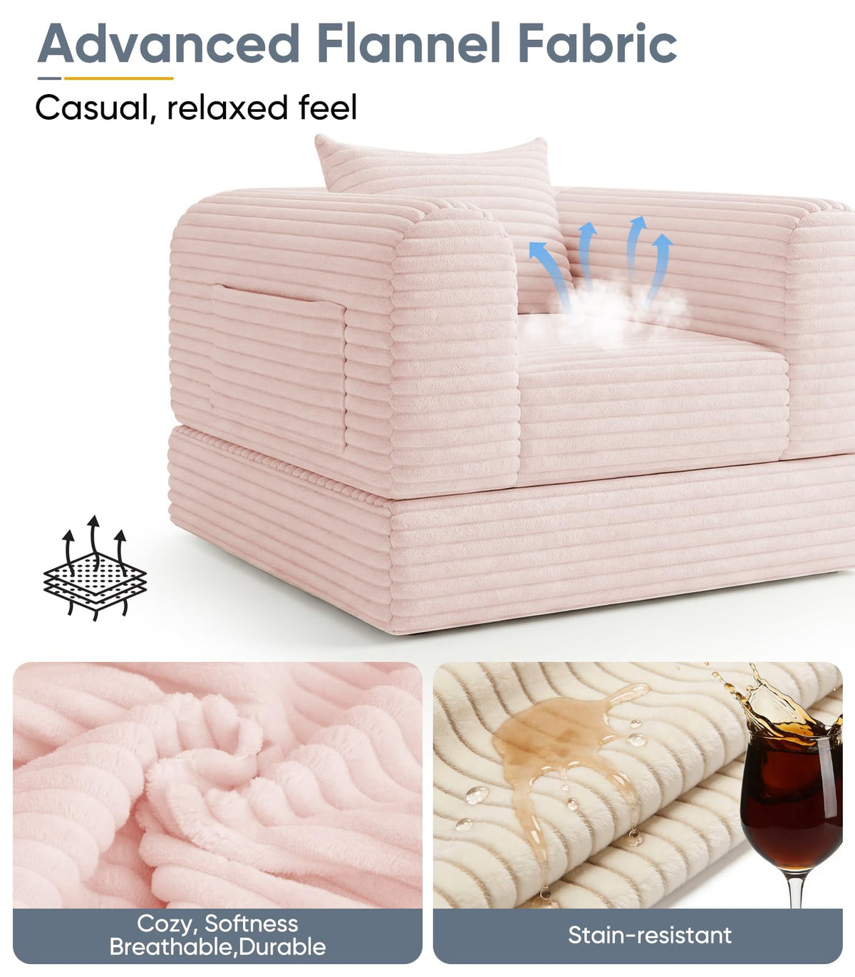 2 in 1 Convertible Sleeper Chair Folding Sofa Bed C492671