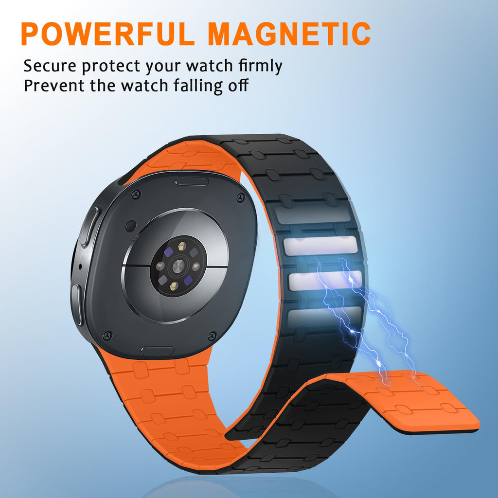 Black Orange Silicone Magnetic Band R574