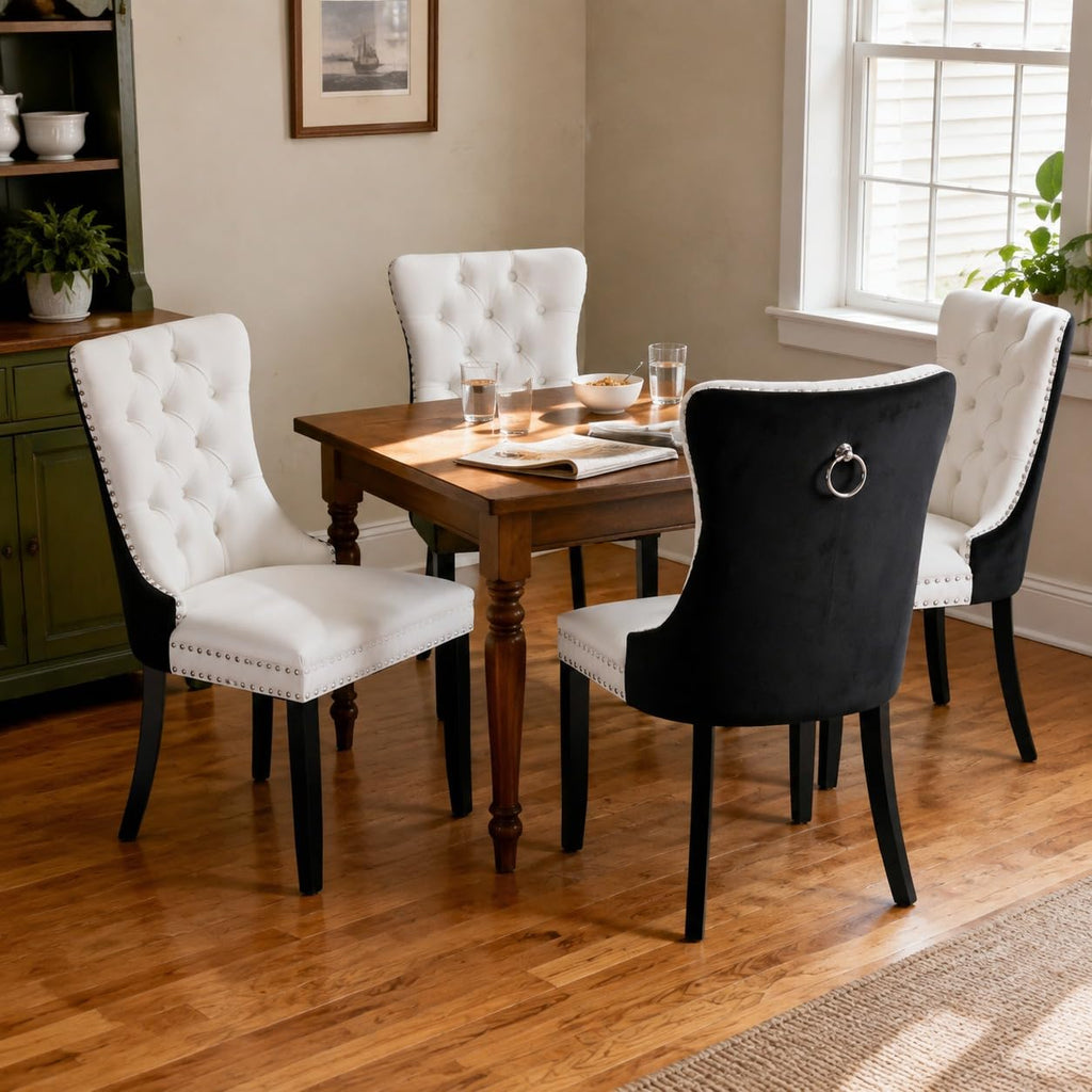 White Black PU Dining Chairs Set of 6 D427113