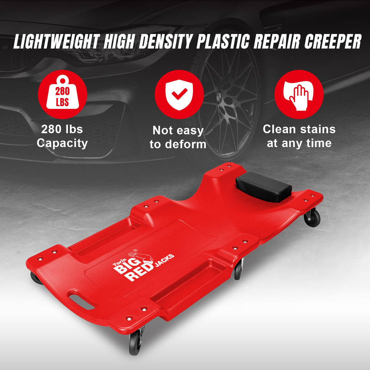 Rolling Garage Creeper with Padded Headrest and 6 Casters I58851