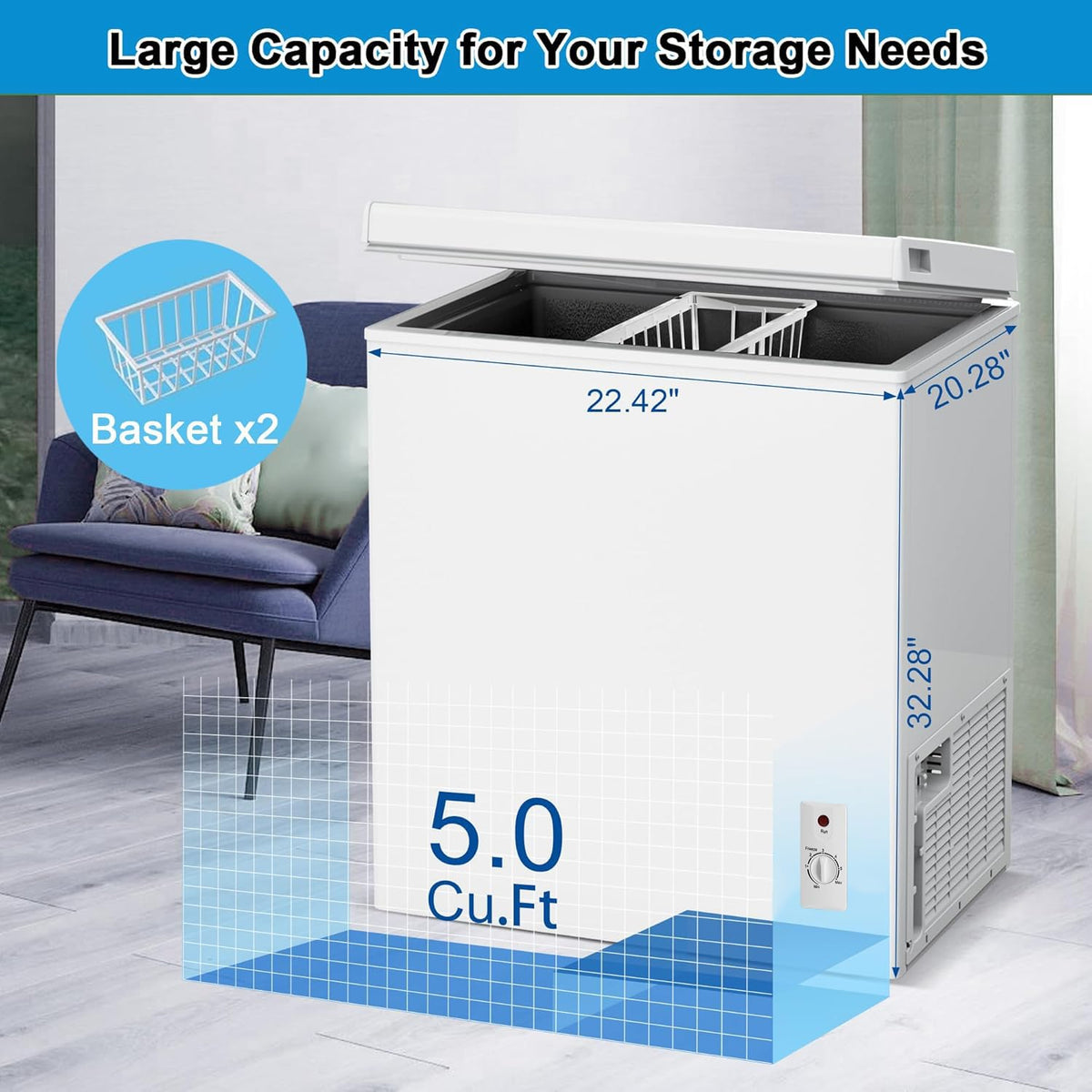 5 Cubic Feet Chest Freezer T405