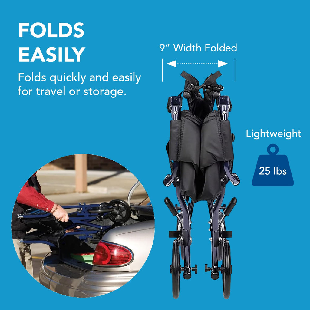 Folding Transport Wheelchair with 19 inch Seat L678648