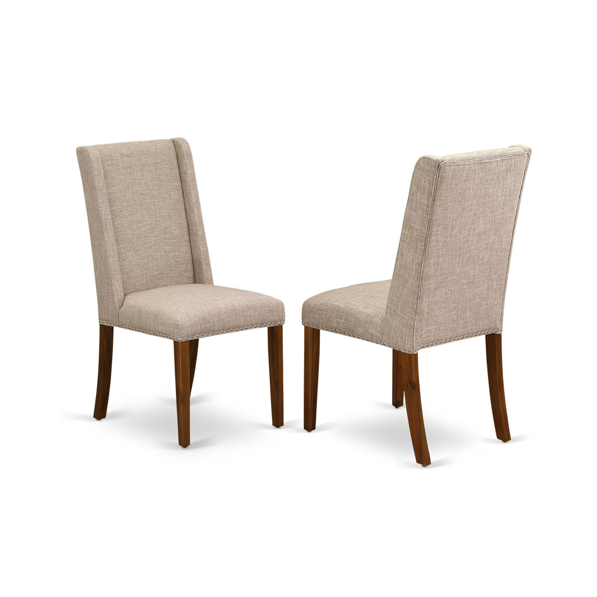 5-piece Wooden Dining Room Set with 4 Light Tan Linen Chairs T8532