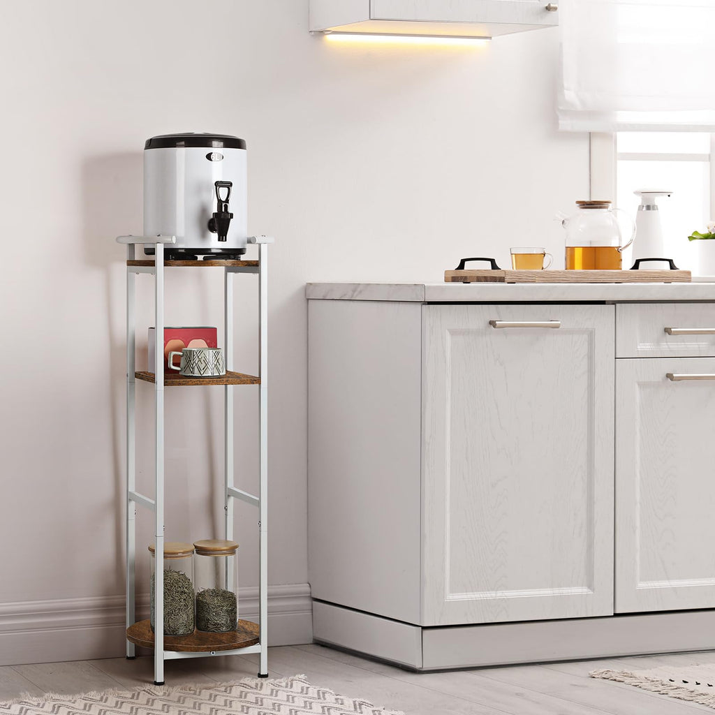 3 Tier Freestanding Water Dispenser Stand with Ceramic Crocks, White X75234