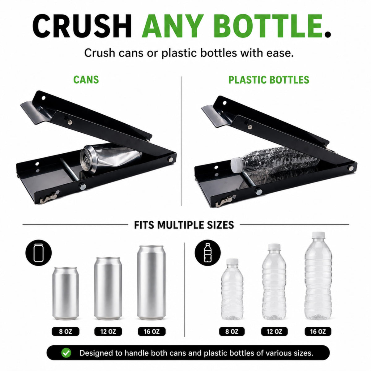 Heavy Duty Aluminum Foldable Can Crusher with Non-Slip Base Y417813