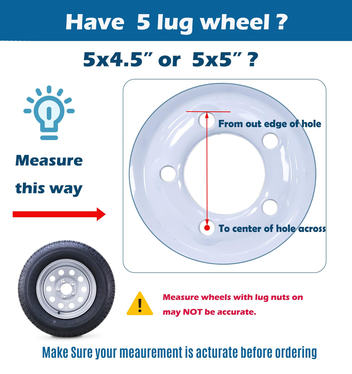 Trailer Tire Wheel ST205/75D15 6PR 101L 5X4.5 White Spoke Pk2 O72928