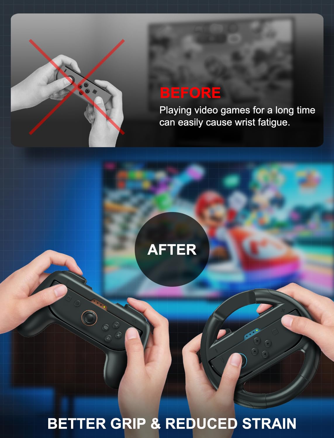 Joy-Con Grips & Steering Wheels Bundle J43301