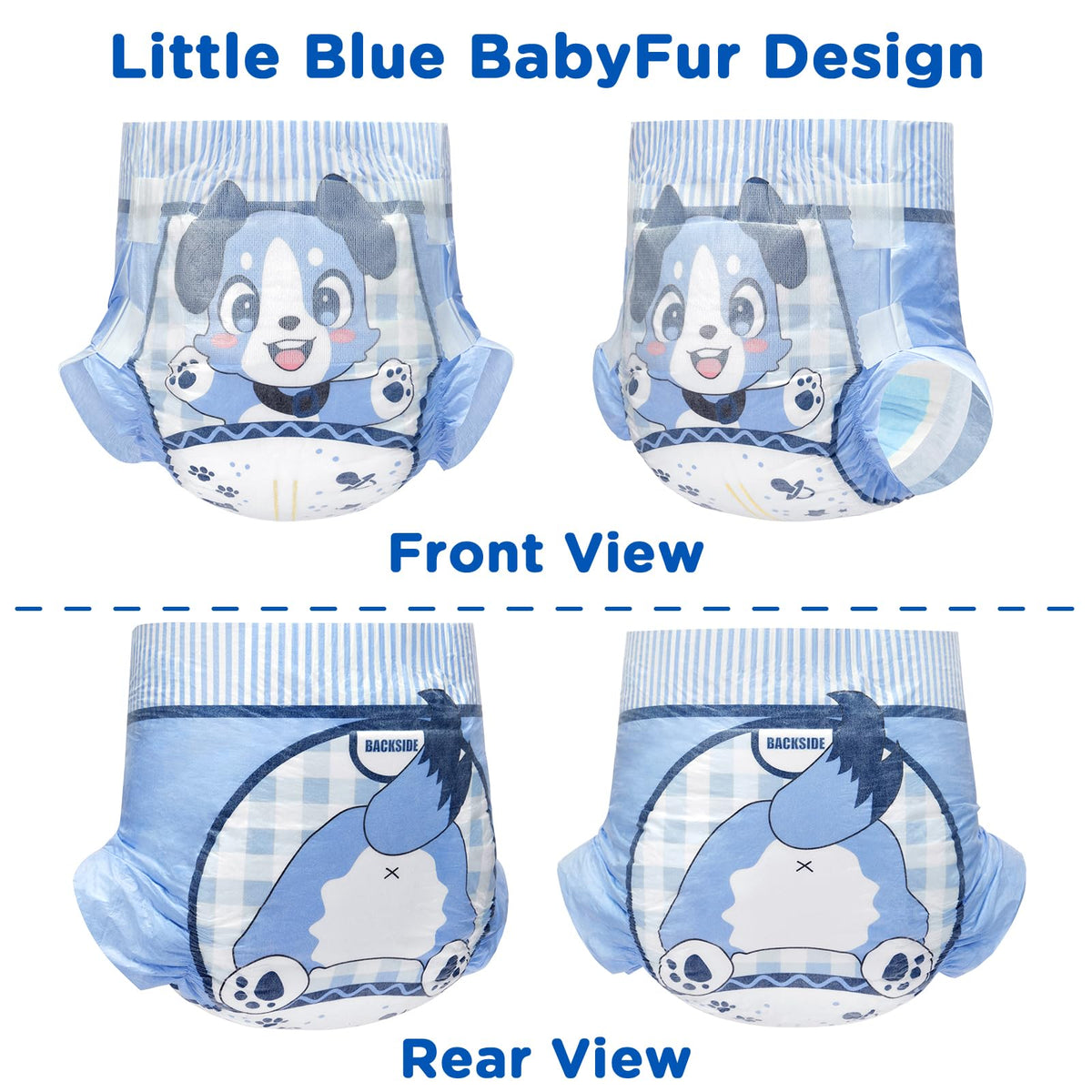 Adjustable Hook-and-Loop Fastener Closure Adult Printed Cloth Back Diaper 10 Pieces Medium 28"-38" R224