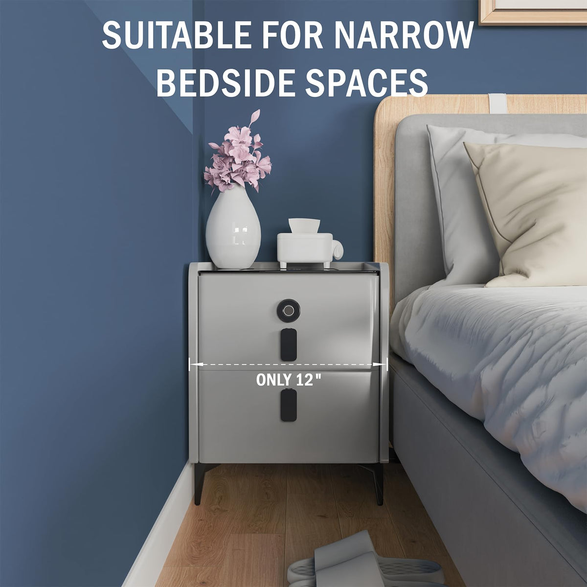 Wireless Charging Nightstand with 2 Drawers X8650