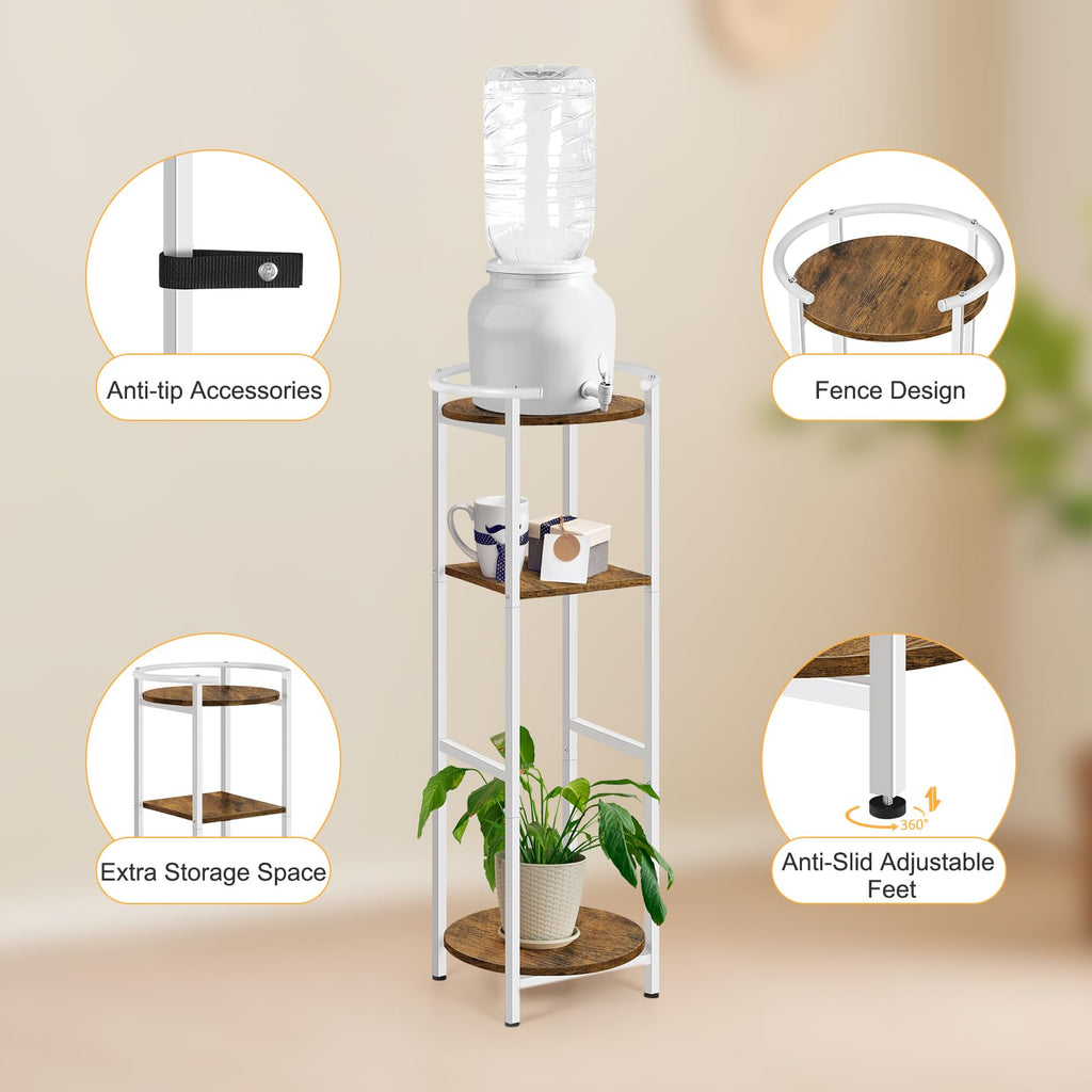 3 Tier Freestanding Water Dispenser Stand with Ceramic Crocks, White X75234