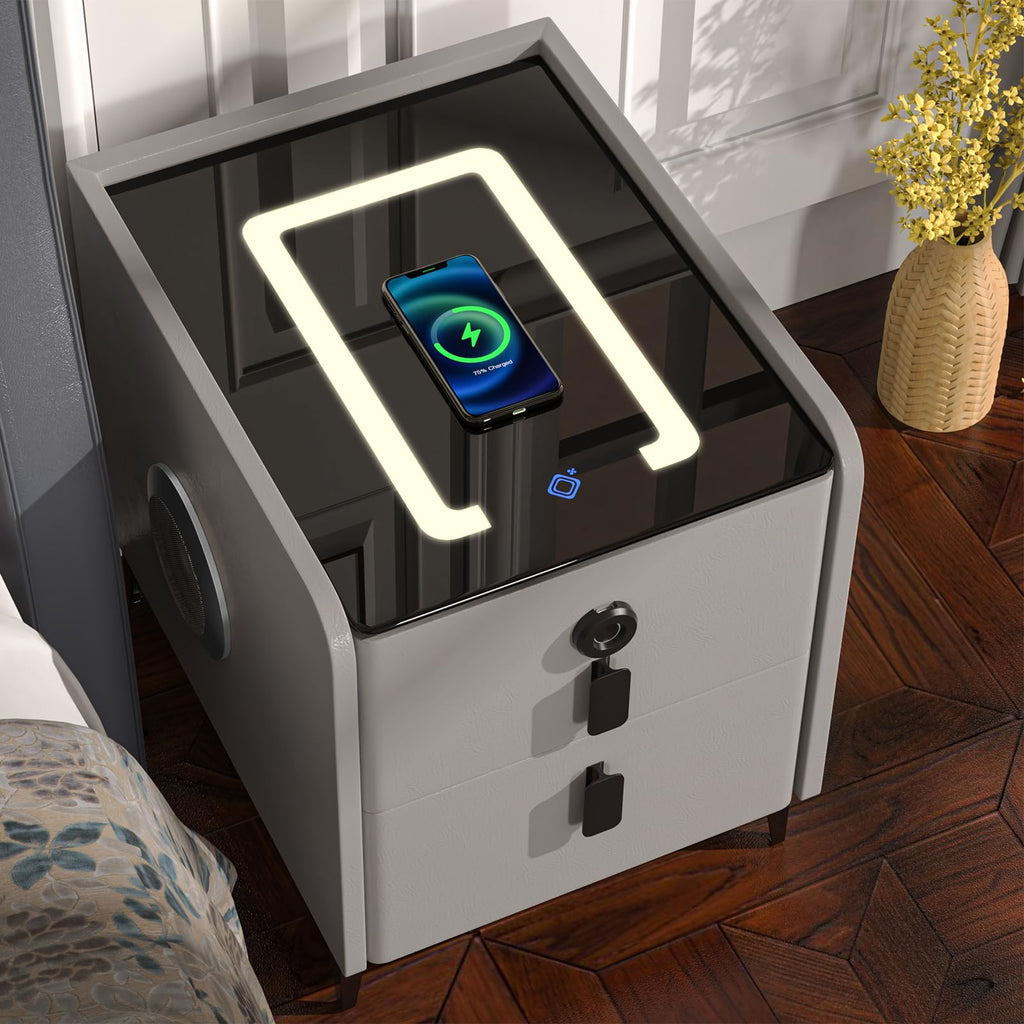 Wireless Charging Nightstand with 2 Drawers X8650