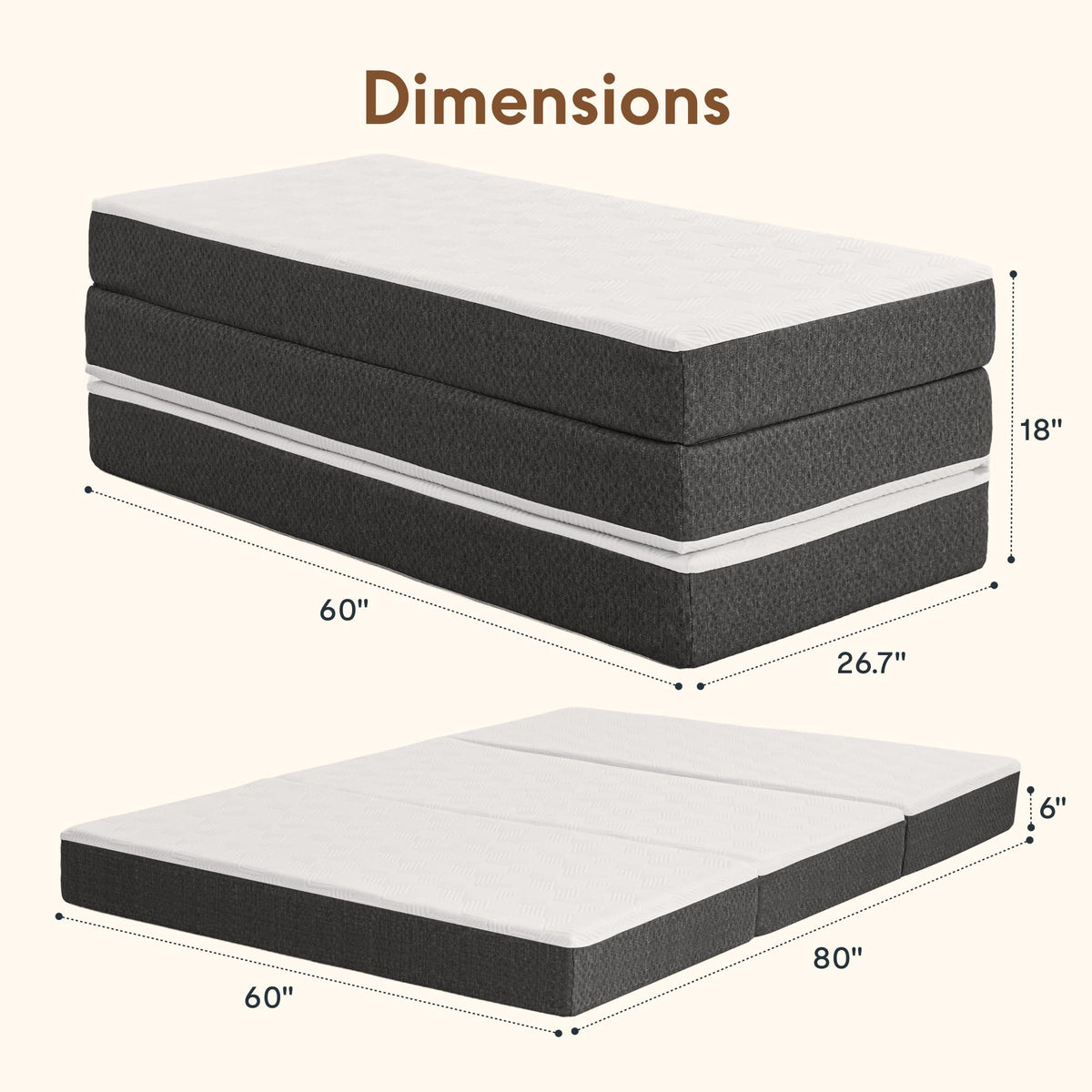 Queen 6" Tri-Fold Mattress S44574