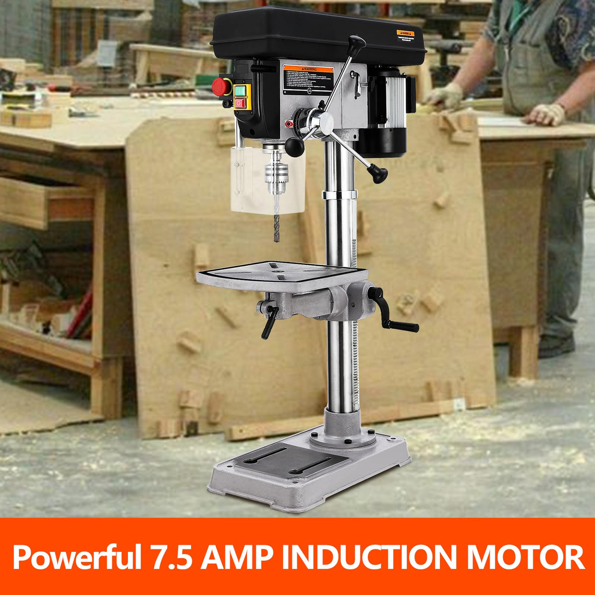 15 in Benchtop Drill Press with 7.5 Amp Variable Speed Tilting Worktable T48345