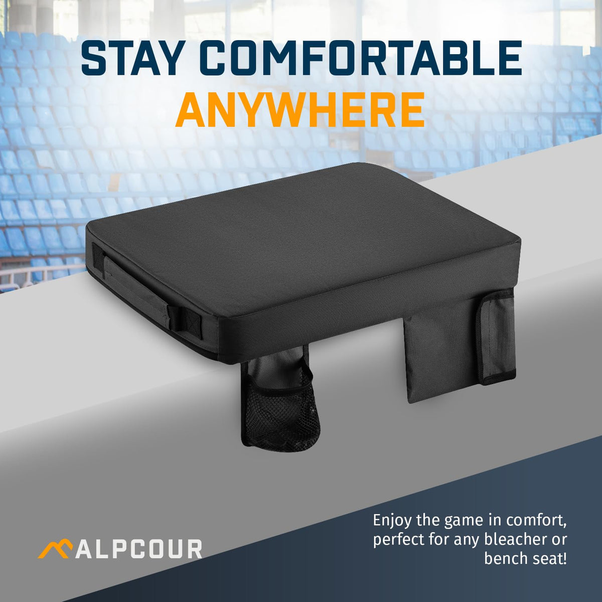 Portable Extra Thick Stadium Seat Cushion with Cup Holder Y421