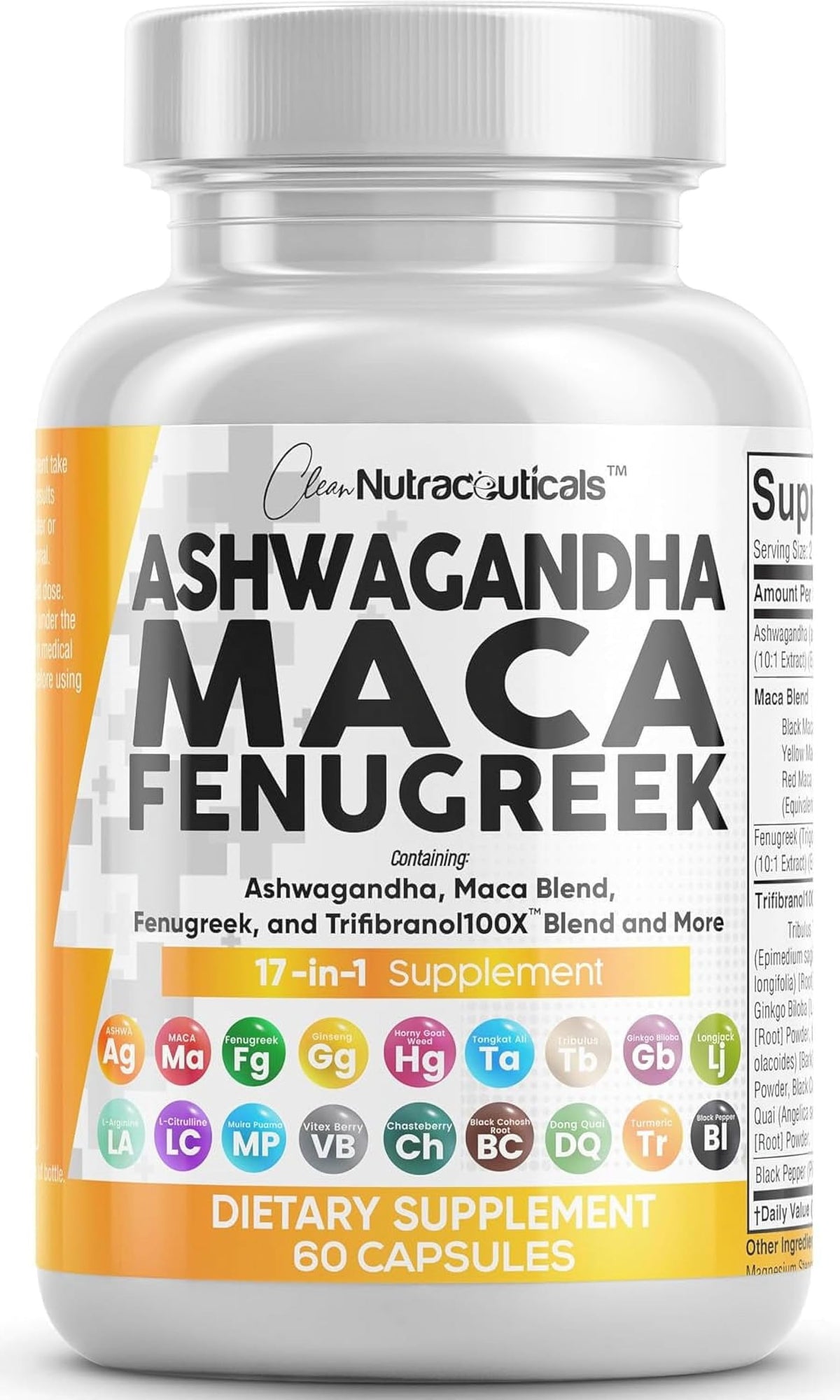 Ashwagandha Maca Root Fenugreek Tongkat Ali Ginseng Capsules H9440