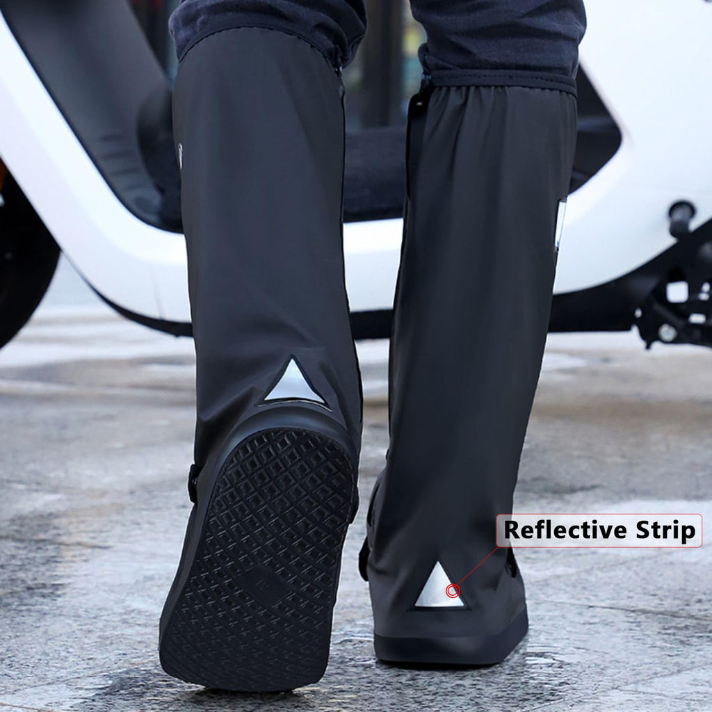 Black Waterproof Rain Boot Shoe Cover with Reflector B8333
