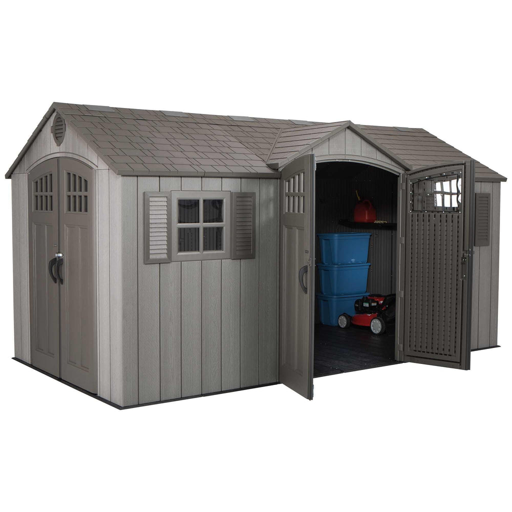15 ft x 8 ft Gray Resin Outdoor Storage Shed E360