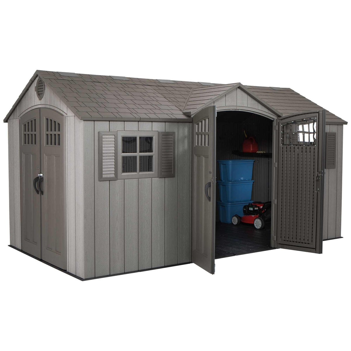 15 ft x 8 ft Gray Resin Outdoor Storage Shed E360
