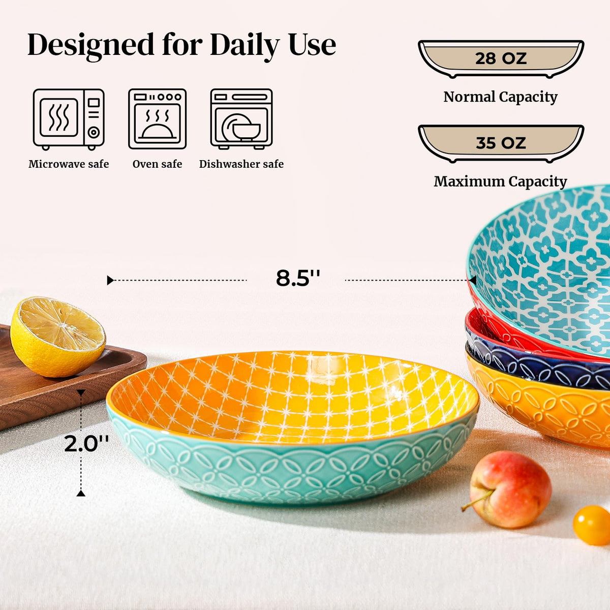 8.5" Porcelain Serving Bowls Set of 4 B947