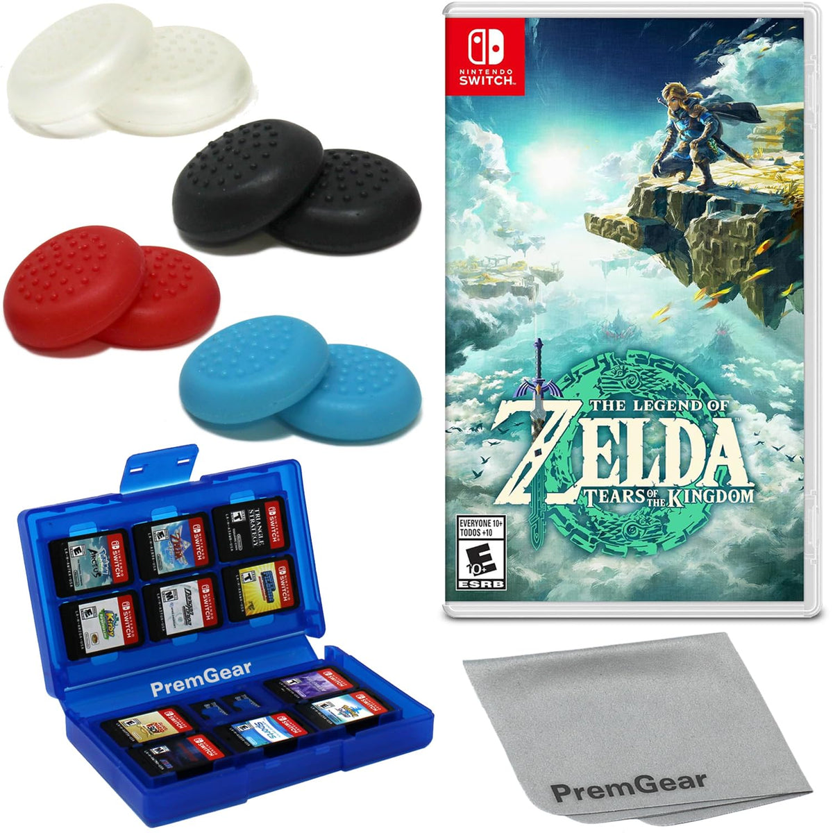 Nintendo Switch Game with Thumb Grips, Game Card Holder & Cleaning Cloth O725996