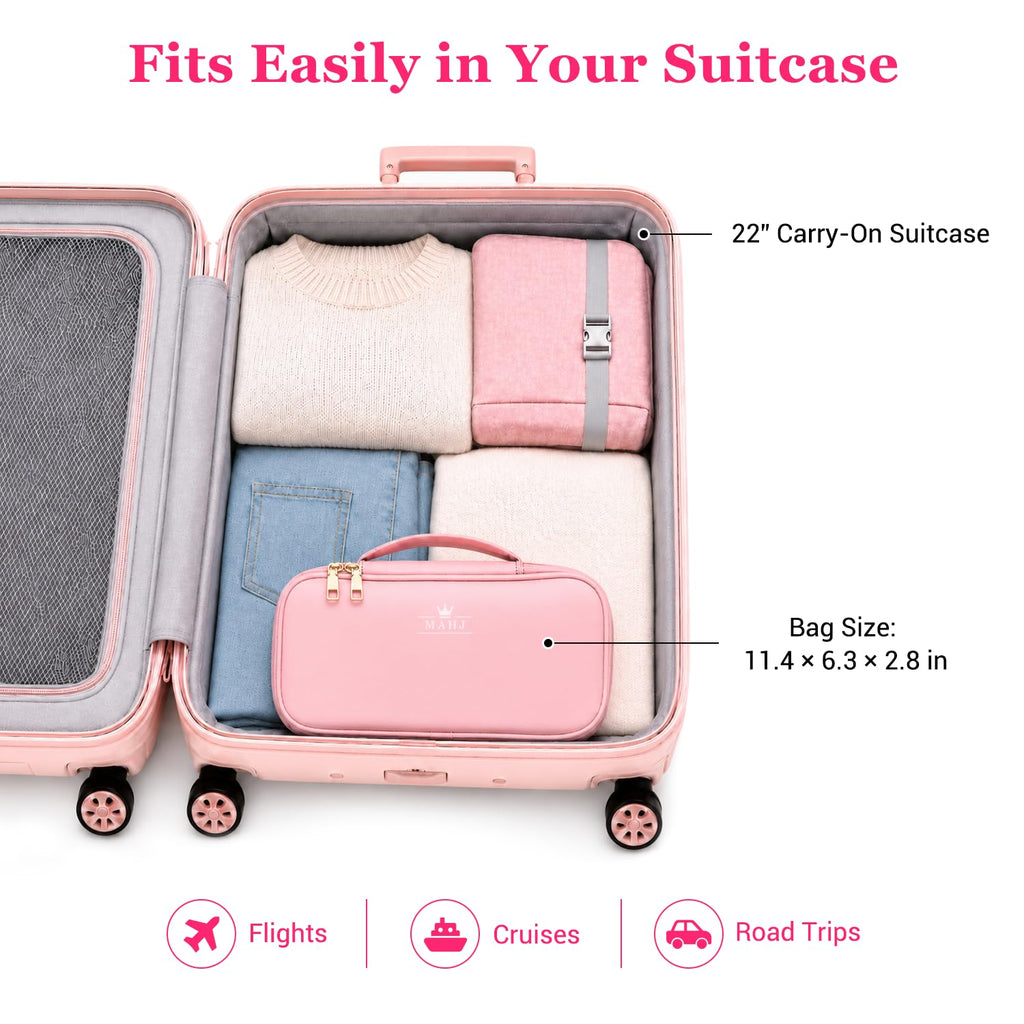 Pink Mini Travel Mahjong Tile Set with Racks and Bag G5669