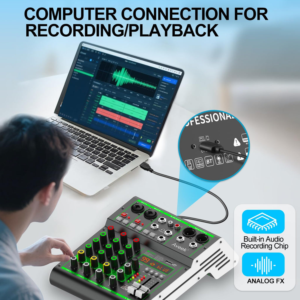 4 Channel Audio Mixer with Bluetooth and USB K55980
