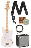Arctic White Bass Guitar with Amplifier and Cable Q29973