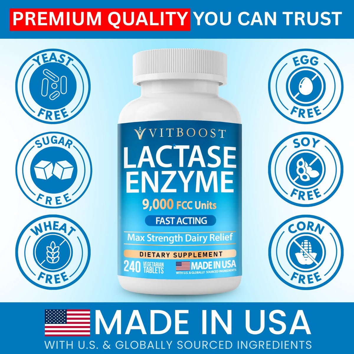 Lactase Enzyme 240 Tablets U59876