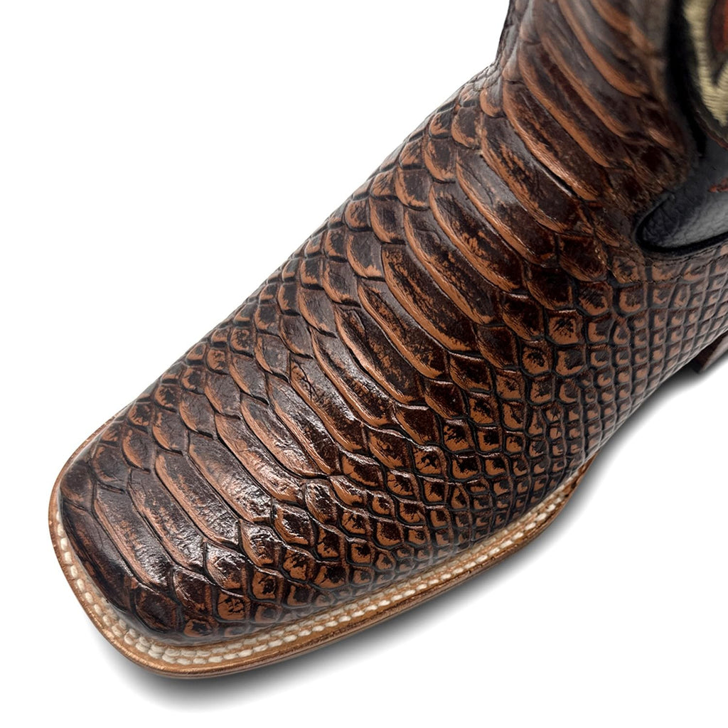 Mens Snakeskin Print Leather Western Boots F865978