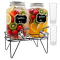 1 Gallon Glass Drink Dispenser with Stand 2 Pack F70466
