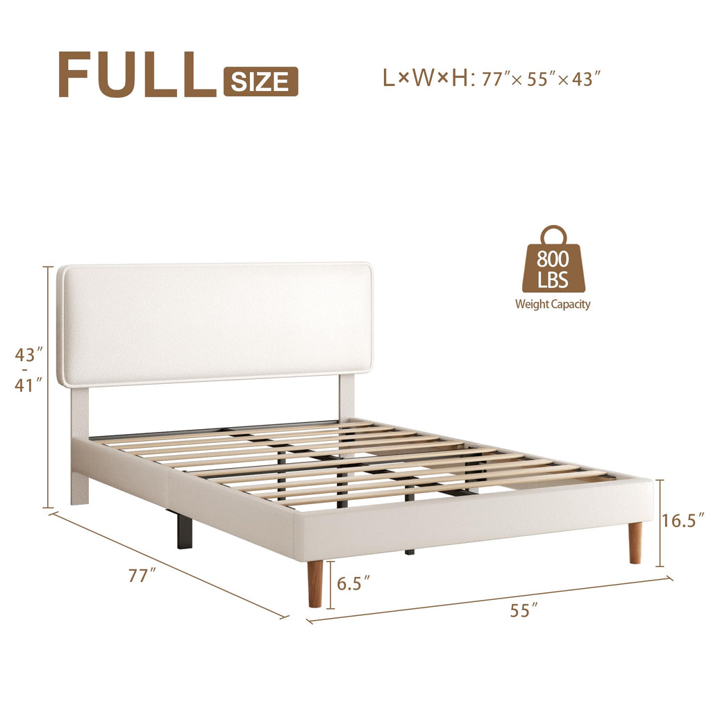 White Upholstered Bed Frame with Adjustable Headboard K278428