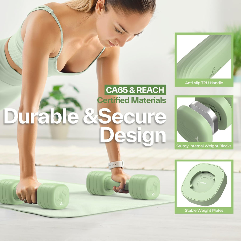 Adjustable Dumbbell Set of 2, 4 in 1 Free Weights with Soft Rubber Handle O349