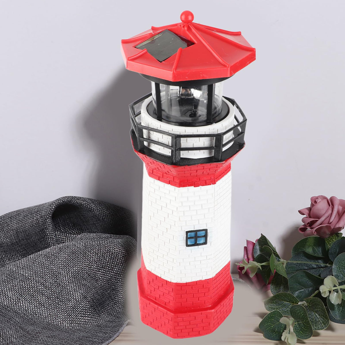 Solar Powered Rotating Lighthouse Decoration D8524