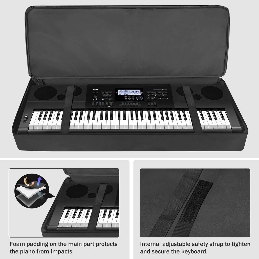 76 Key Piano Keyboard Case Bag with 4-Pocket (Black) P218