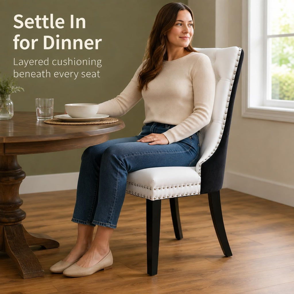 White Black PU Dining Chairs Set of 6 D427113