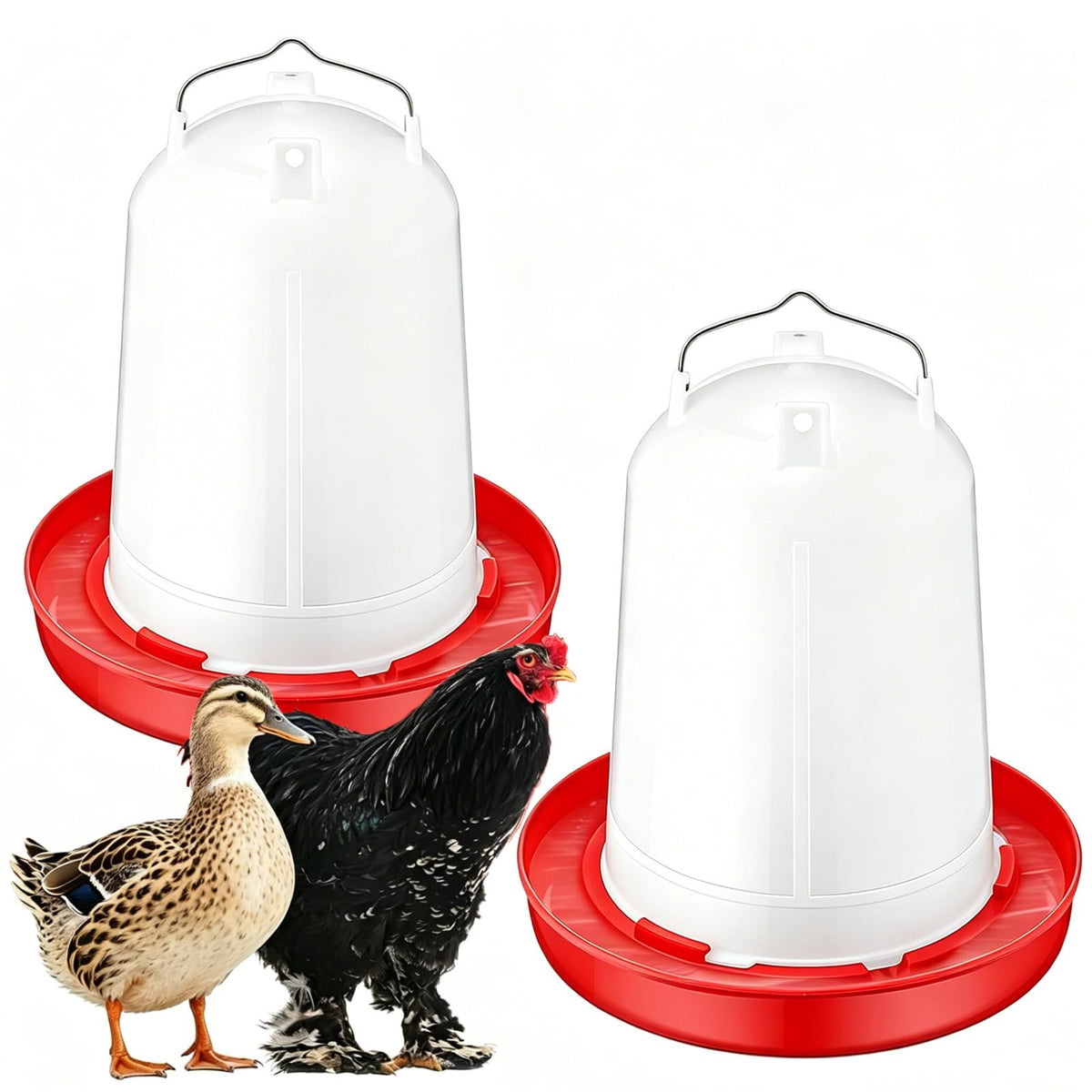 2 Pack 2 Gallon Plastic Poultry Waterer L1186