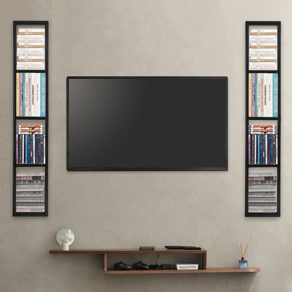 34 Inch Black Metal Media Storage Rack Z663