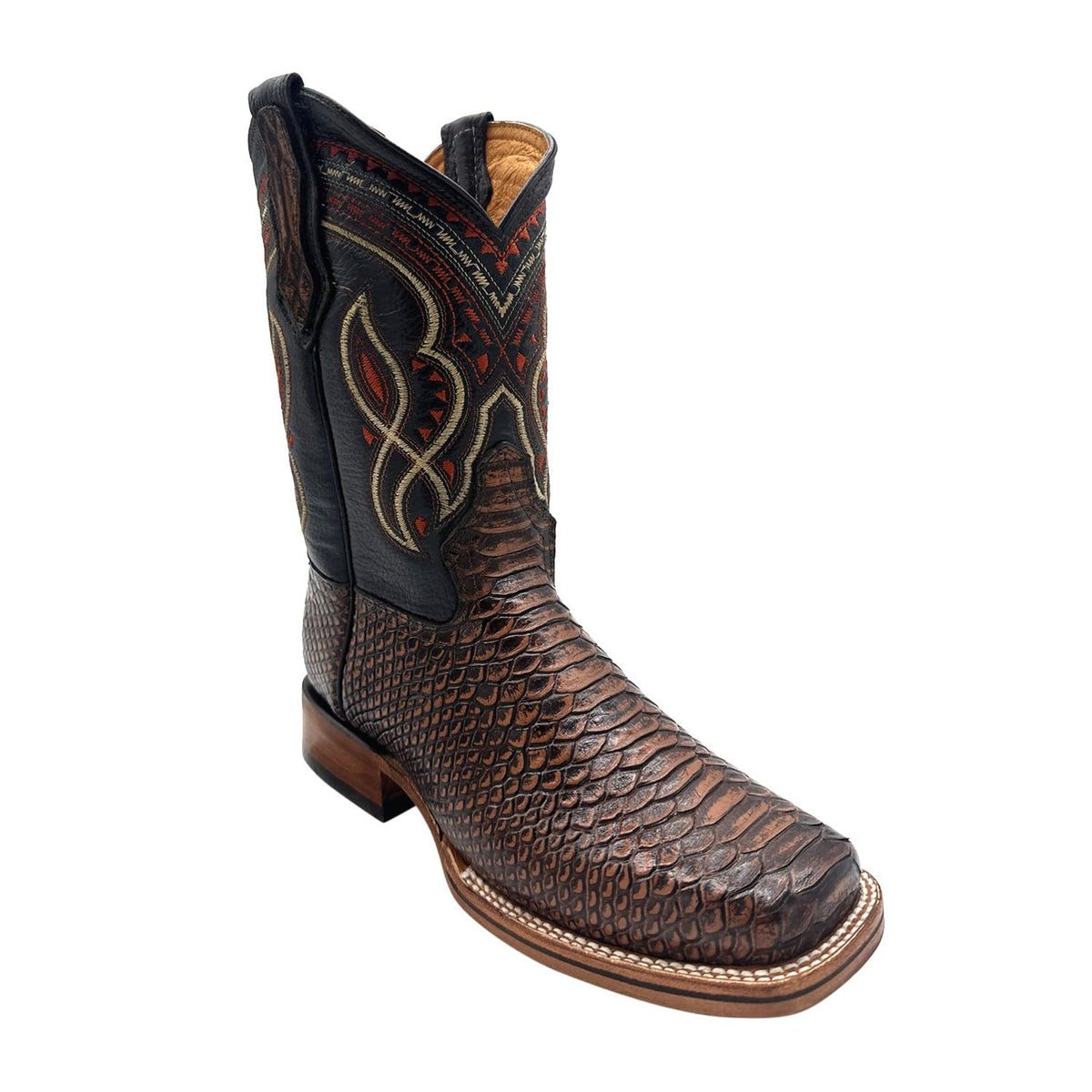 Mens Snakeskin Print Leather Western Boots F865978