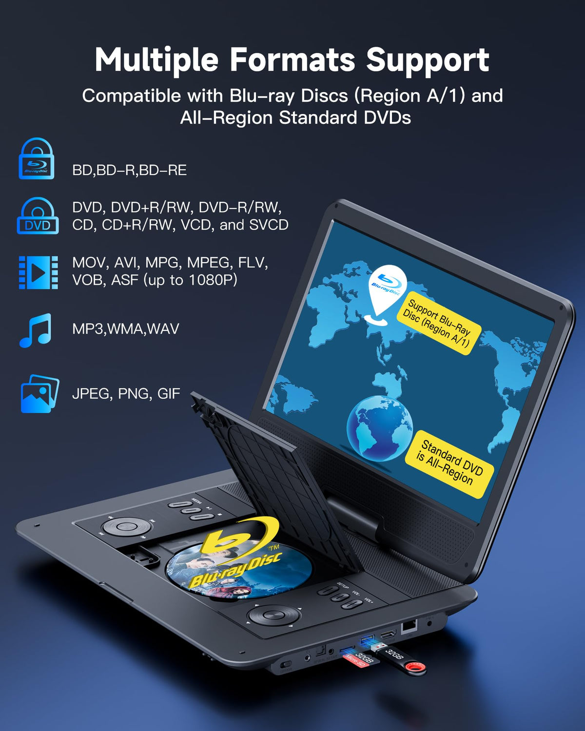 16.9" Portable Blu Ray Player with 14.1" 1080P Swivel Screen V573144