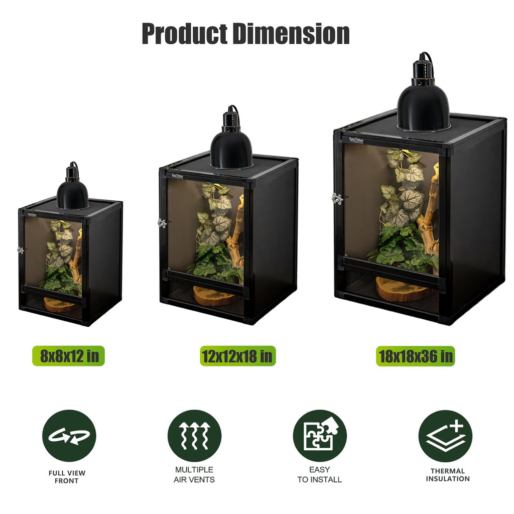 12"x12"x18" PVC Reptile Terrarium with Screen & Acrylic Doors N3524